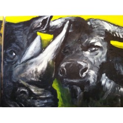 Triptych the Rhino and Buffolo (left) (80x60).JPG